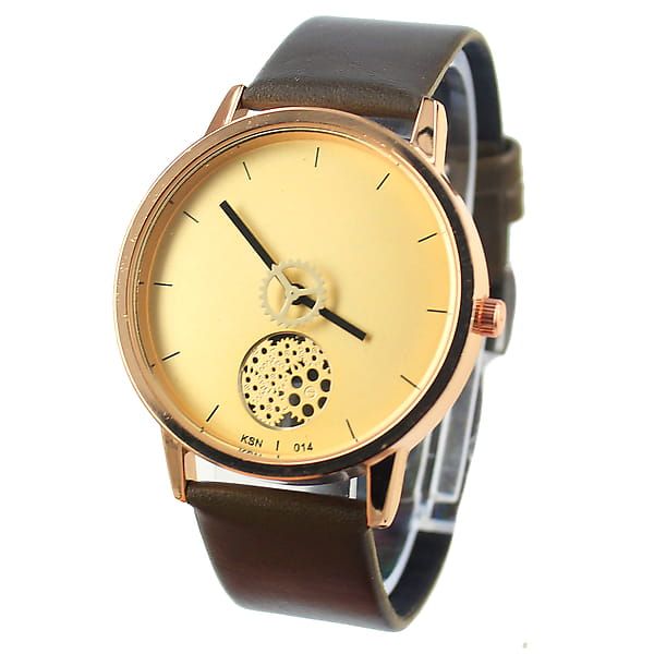Men's watch with leather strap